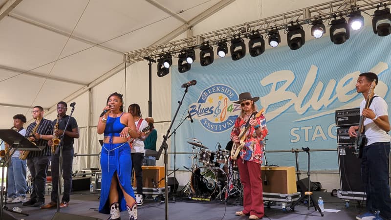 Musicians performing live for the Columbus blues community