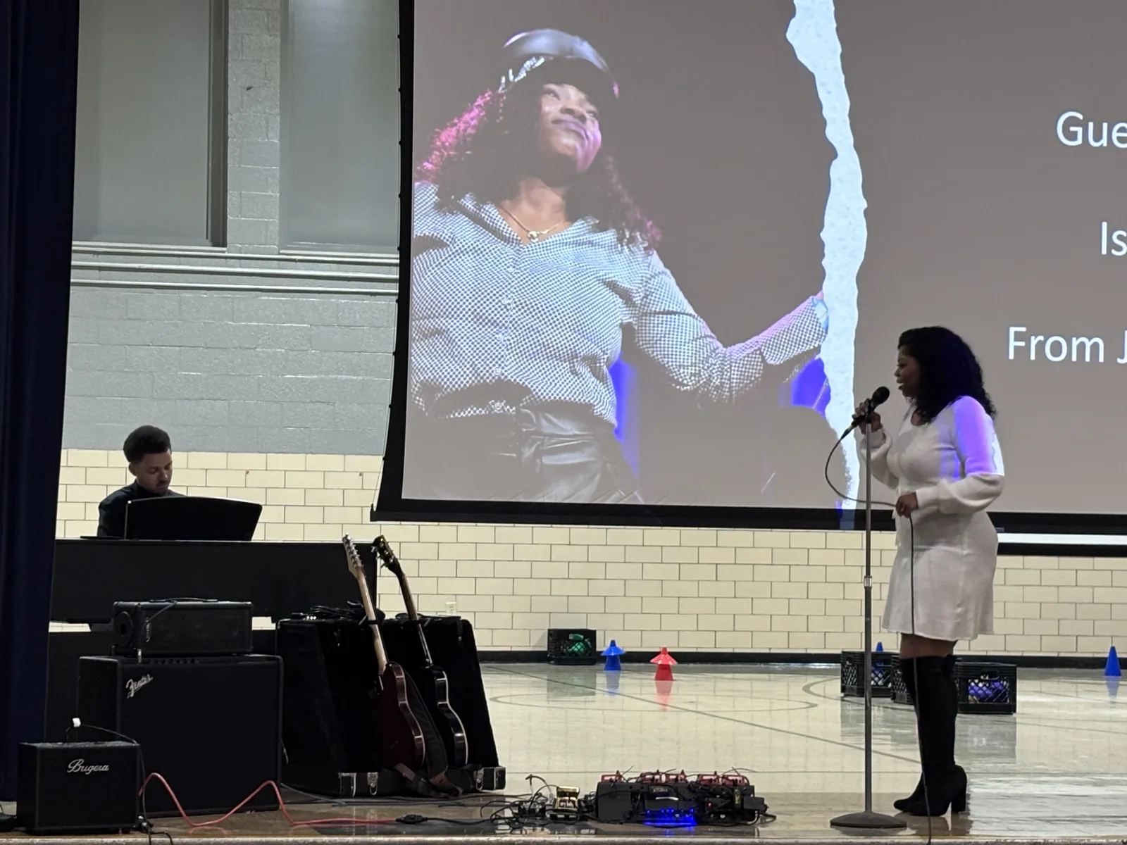 Vocalist performing during Blues in the Schools